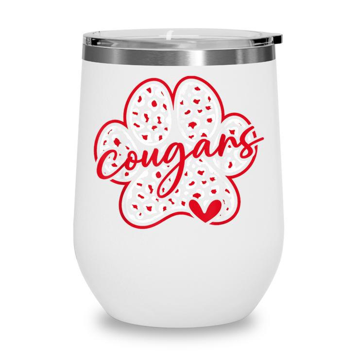 Vintage Cougars School Sports Team Spirit Back To School Wine Tumbler