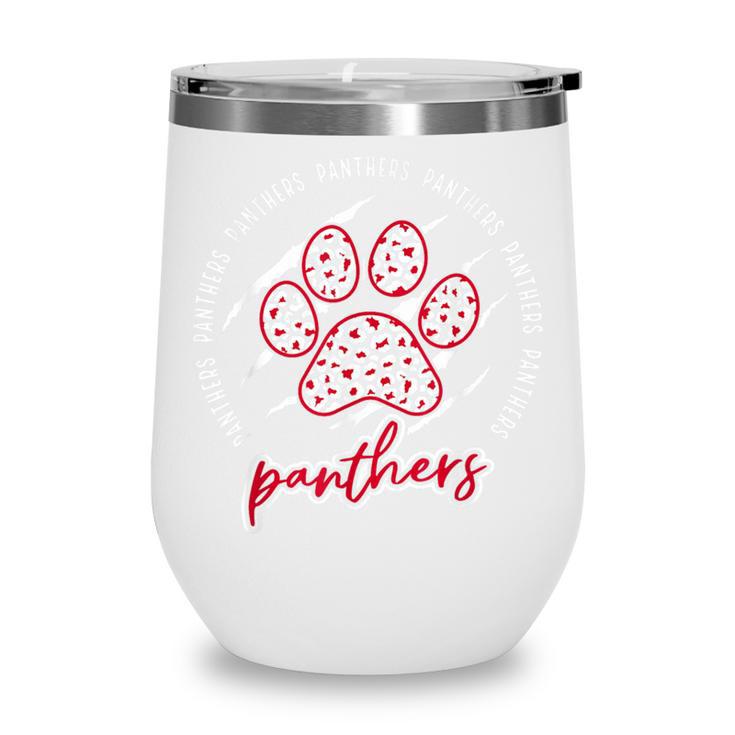 Vintage Panthers School Sports Name Spirit Back To School Wine Tumbler