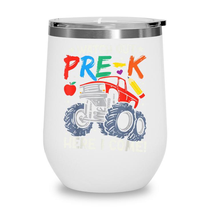 Watch Out Pre-K Here I Come Monster Truck Back To School Wine Tumbler