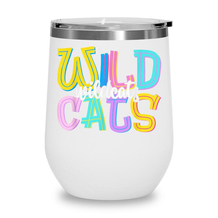 Wildcats School Spirit Groovy Back To School Girls Wine Tumbler