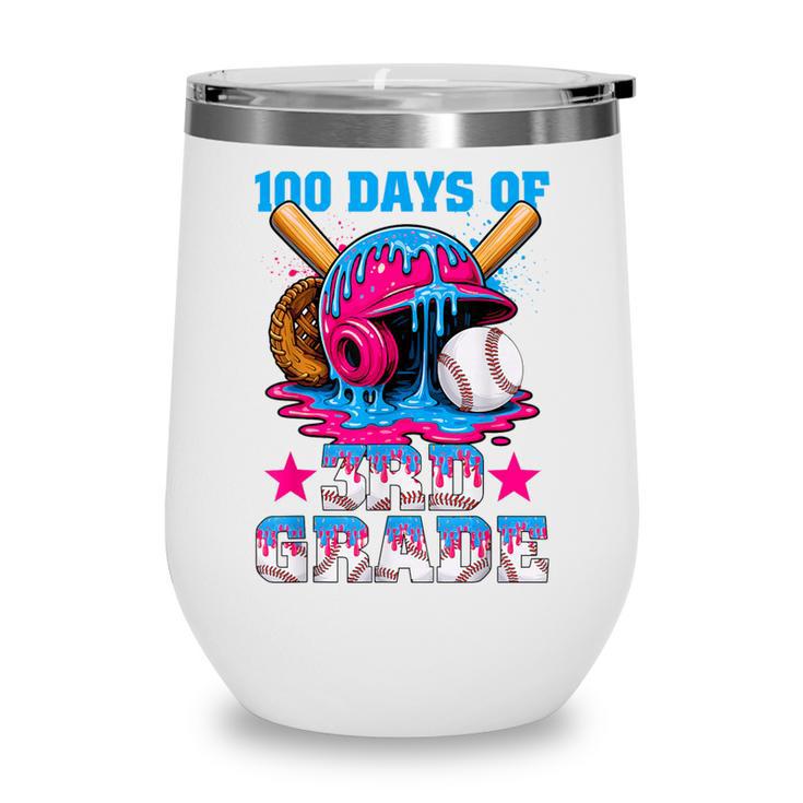 100 Days Of 3rd Grade Baseball 100th Day Of School Boys Kids Wine Tumbler