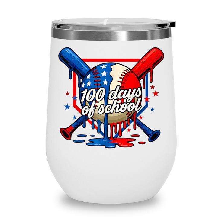100 Days Of School 100th Day Youth Drip Baseball Boys Kid Wine Tumbler
