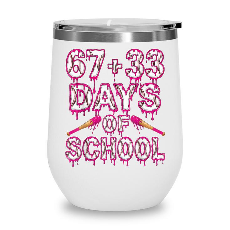 100 Days Of School Baseball Boys Six Seven Drip 100th Day Wine Tumbler