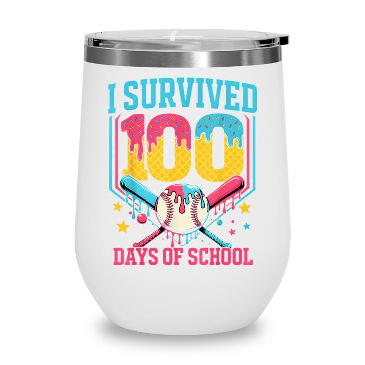 100 Days Of School Baseball Drip 100 Days Boy Girl Kids Wine Tumbler 100 Days Of School Baseball Drip 100 Days Boy Girl Kids Wine Tumbler