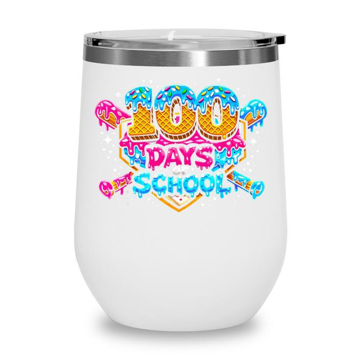 100 Days Of School Baseball Drip Ice Cream Costume Teachers Wine Tumbler 100 Days Of School Baseball Drip Ice Cream Costume Teachers Wine Tumbler