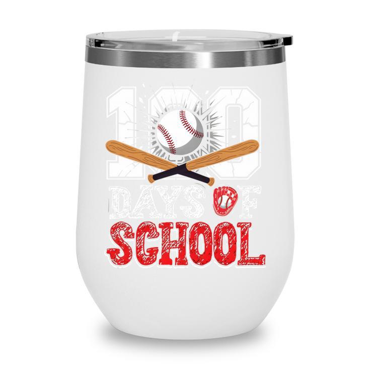 100 Days Of School Baseball 100 Days Smarter Boys Student Wine Tumbler