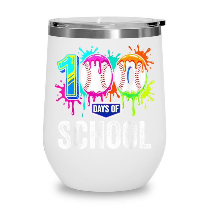 100 Days Of School Dripping Baseball Boys Kids Teacher Wine Tumbler