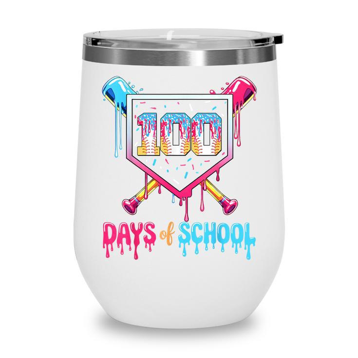100 Days Of School Ice Cream Drip Baseball 100 Days Smarter Wine Tumbler 100 Days Of School Ice Cream Drip Baseball 100 Days Smarter Wine Tumbler