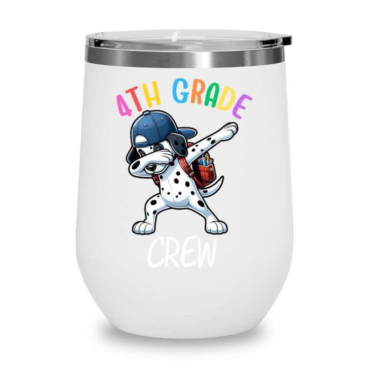 4th Grade Crew Dalmatian Dog Dabbing Back To School Premium Tri-Blend Wine Tumbler