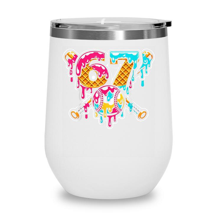 67 Baseball Ice Cream Drip Number Wine Tumbler