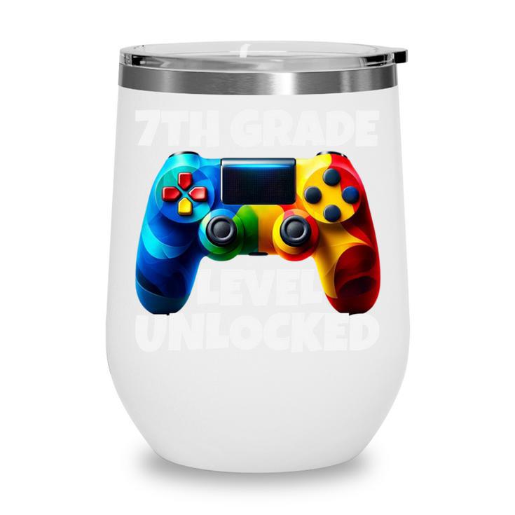 7th Grade Level Unlocked Back To School Gamer Boys Girls Wine Tumbler