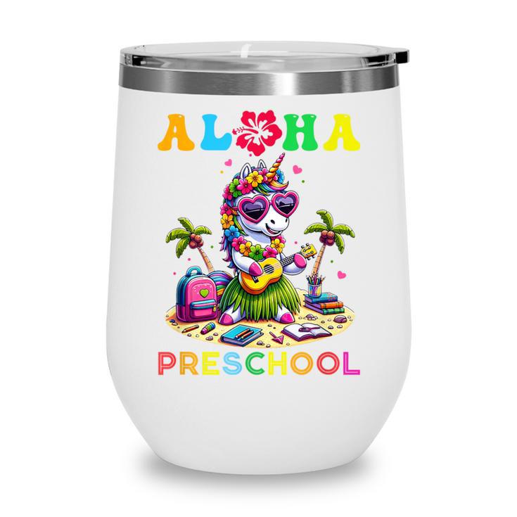 Aloha Preschool Unicorn Hawaii Back To School Kids Girl Wine Tumbler