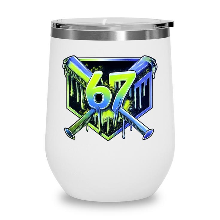 Awesome 67 Baseball Drip Effect Baseball 6-7 Meme Graphic Premium Tri-Blend Wine Tumbler