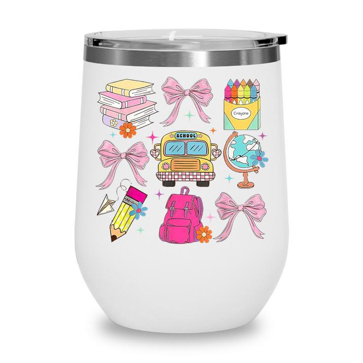 Back To School Coquette School Bus Pencil Wine Tumbler