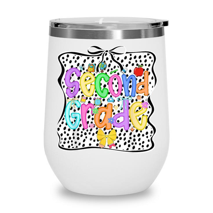 Back To School Second Grade Girls 2nd Grade Dalmatian Dots Wine Tumbler