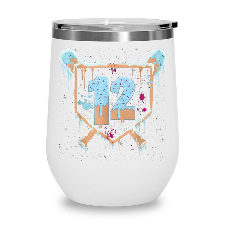 Baseball 12 Year Old Ice Cream Drip 12th Birthday Boys Wine Tumbler Baseball 12 Year Old Ice Cream Drip 12th Birthday Boys Wine Tumbler