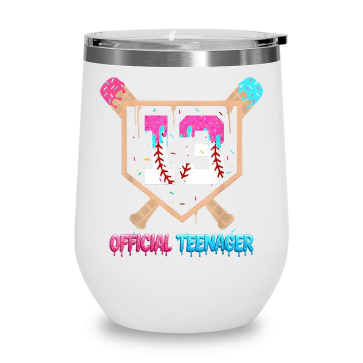 Baseball 13 Year Ice Cream Drip 13th Bday Official Teenager Wine Tumbler Baseball 13 Year Ice Cream Drip 13th Bday Official Teenager Wine Tumbler