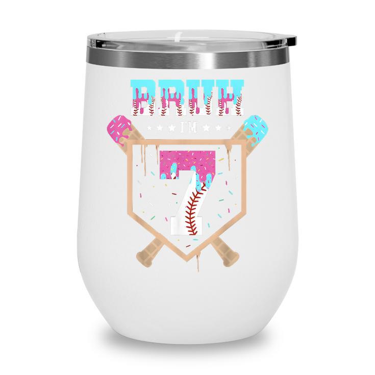 Baseball 7 Year Old Ice Cream Drip 7th Birthday Boys Player Wine Tumbler Baseball 7 Year Old Ice Cream Drip 7th Birthday Boys Player Wine Tumbler