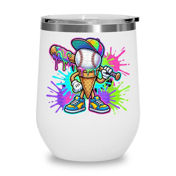 Baseball Boys Clothes For Boys Ice Cream Drip Baseball Stuff Wine Tumbler Baseball Boys Clothes For Boys Ice Cream Drip Baseball Stuff Wine Tumbler