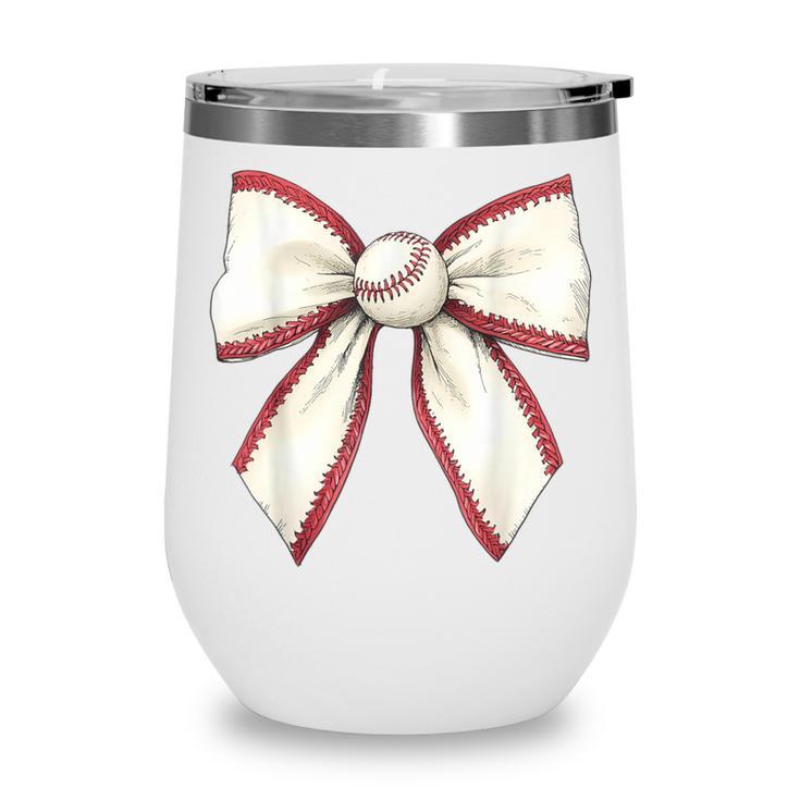 Baseball Coquette Bow Cute Baseball Game Wine Tumbler Baseball Coquette Bow Cute Baseball Game Wine Tumbler