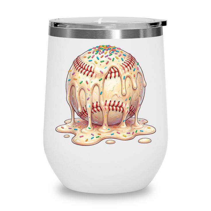 Baseball Drip Ice Cream Melting Illustration Wine Tumbler Baseball Drip Ice Cream Melting Illustration Wine Tumbler