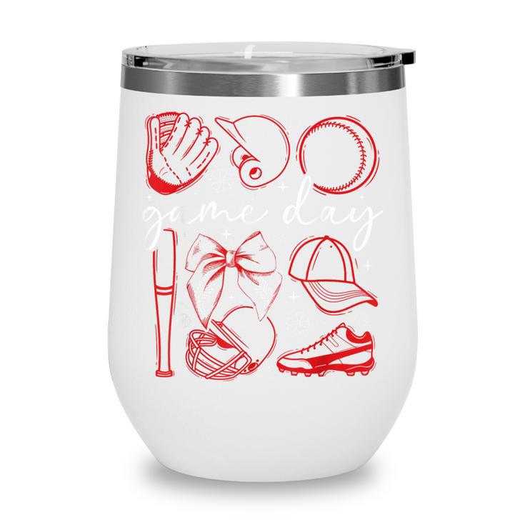Baseball Game Day Coquette Game Day Baseball Wine Tumbler