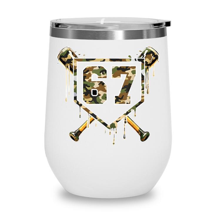 Baseball Ice Cream Drip 67 Camo Six Seven Meme Wine Tumbler Baseball Ice Cream Drip 67 Camo Six Seven Meme Wine Tumbler