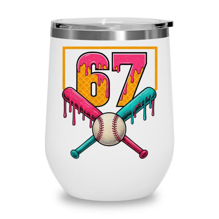 Baseball Ice Cream Drip Number 67 Player 67th Birthday Premium Tri-Blend Wine Tumbler