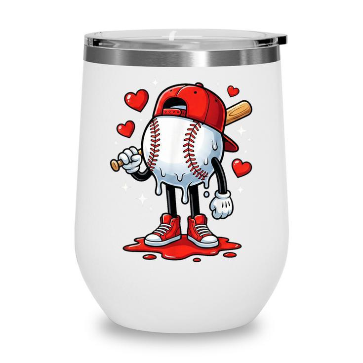 Baseball Ice Cream Drip Valentines Day Sports For Kids Boys Wine Tumbler