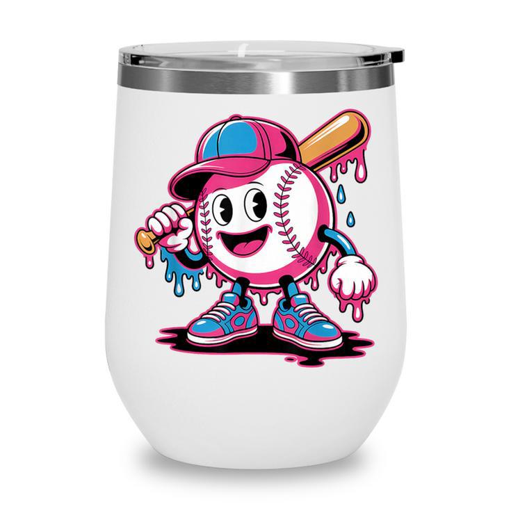 Baseball Ice Cream Shirt Cool Baseball Drip For Boys Wine Tumbler