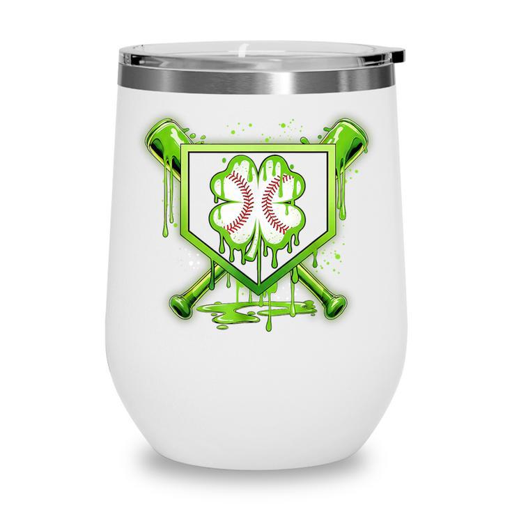 Baseball Icecream St Patrick's Day Lucky Charm Shamrock Drip Wine Tumbler