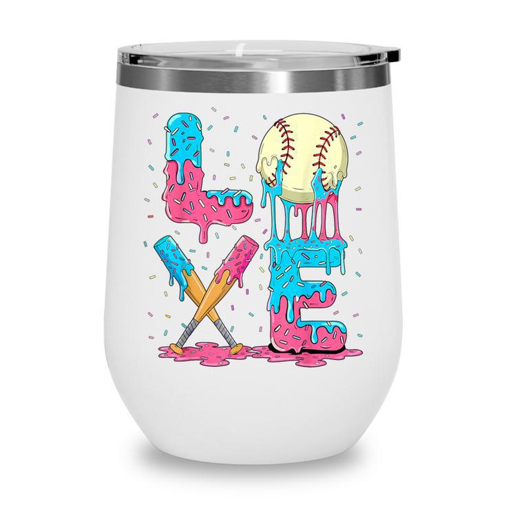Baseball Love Drip Ice Cream Colorful Baseball Wine Tumbler