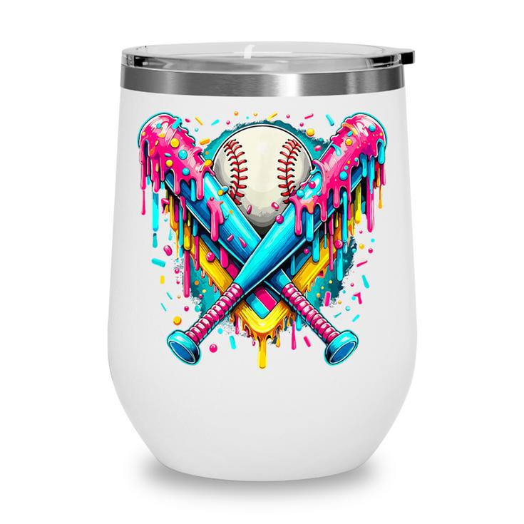 Baseball Player Ice Cream Drip Wine Tumbler