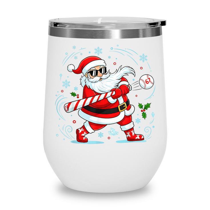 Baseball Santa 67 Christmas Xmas Pajamas Boys Kid Wine Tumbler