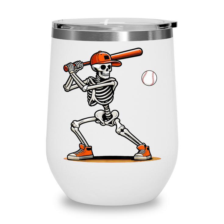 Baseball Skeleton Spooky Boys Halloween Baseball Player Wine Tumbler Baseball Skeleton Spooky Boys Halloween Baseball Player Wine Tumbler