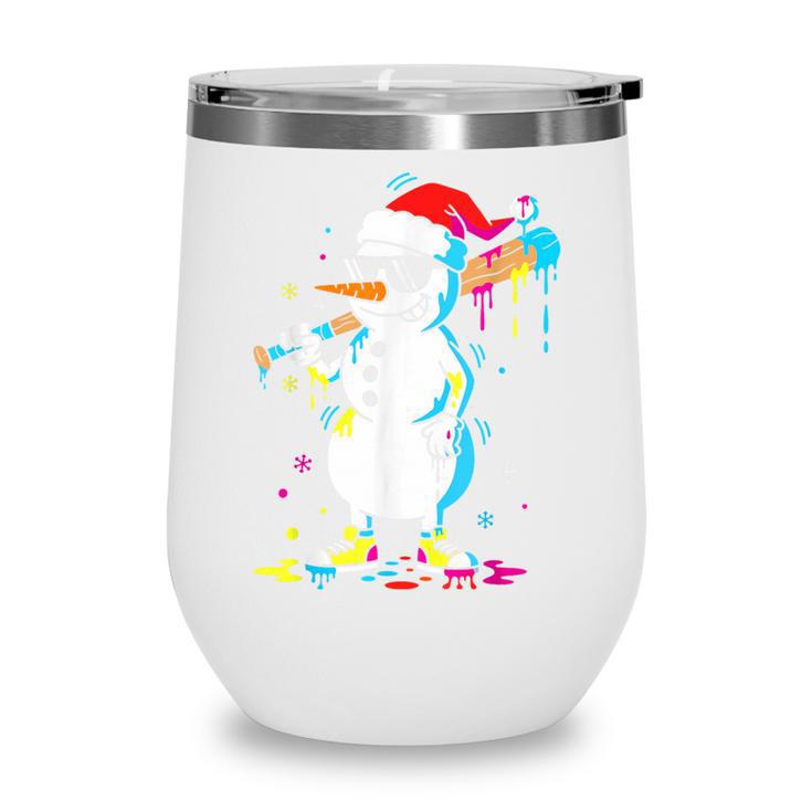 Baseball Snowman Drip Cool Christmas Men Boys Girls Wine Tumbler