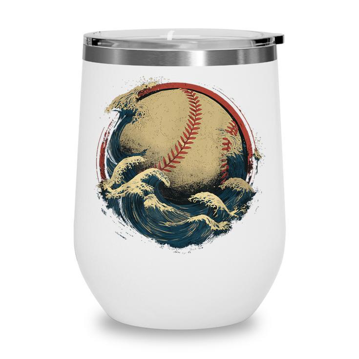 Baseball Waves Ocean Sports Baseball Fans Wine Tumbler