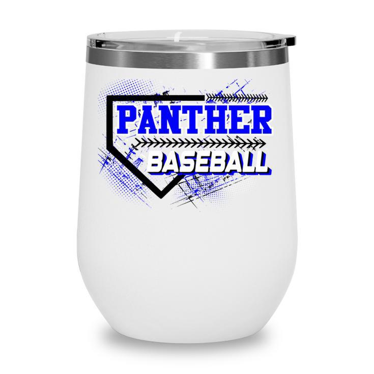 Blue Panther Baseball Home Plate Game Day Mascot Panther Wine Tumbler