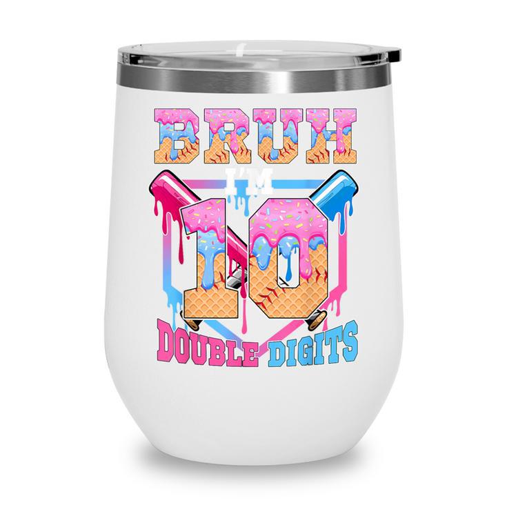 Boys 10 Double Digits 10th Birthday Ice Cream Baseball Drip Wine Tumbler Boys 10 Double Digits 10th Birthday Ice Cream Baseball Drip Wine Tumbler