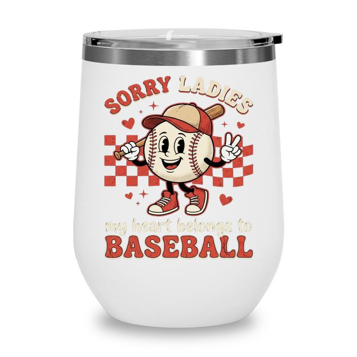 Boys & Women Men Baseball Valentine With Hearts Sporty Love Wine Tumbler
