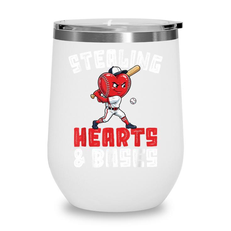 Boys Baseball Valentines Shirt Sterling Hearts Baseball Wine Tumbler