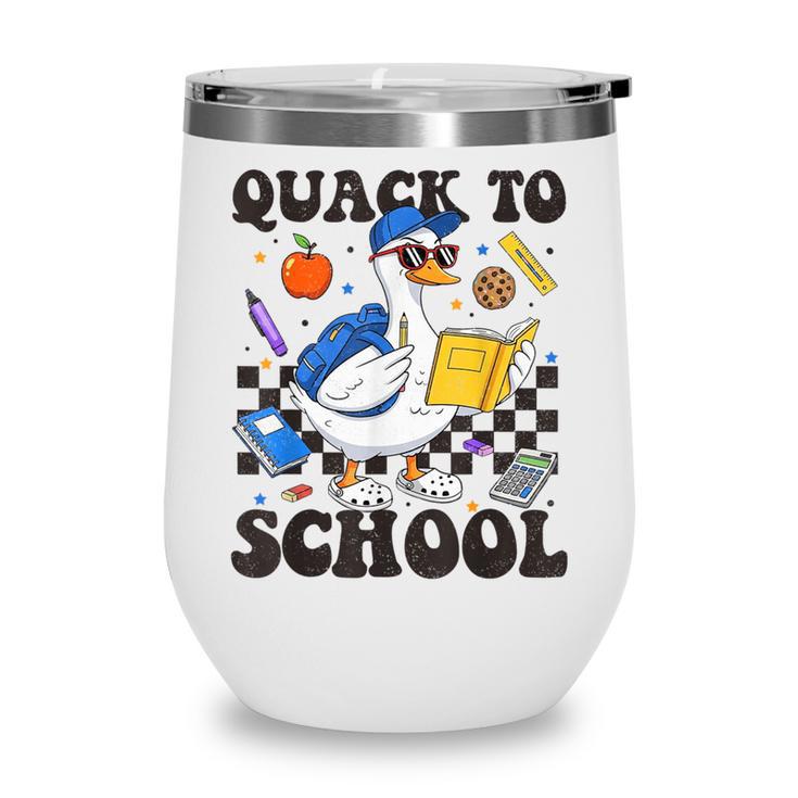Boys Kid Back To School Goose Quackers Quack To School Wine Tumbler