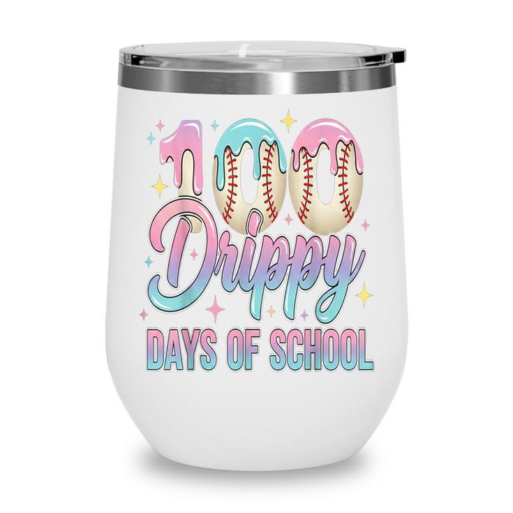 Boys Kids 100 Drippy Days Of School Baseball Drip Ice Cream Wine Tumbler Boys Kids 100 Drippy Days Of School Baseball Drip Ice Cream Wine Tumbler