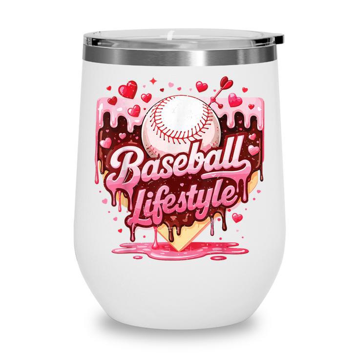 Boys Valentine Baseball Lifestyle Home Plate Ice-Cream Drip Wine Tumbler