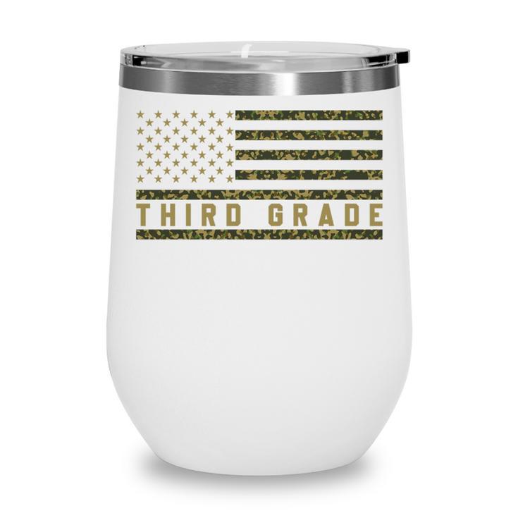 Camo American Flag Third Grade Back To School 3rd Grade Premium Tri-Blend Wine Tumbler