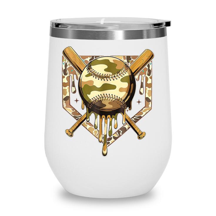 Camo Baseball Dripping Military Camouflage Sports Men Boy Wine Tumbler