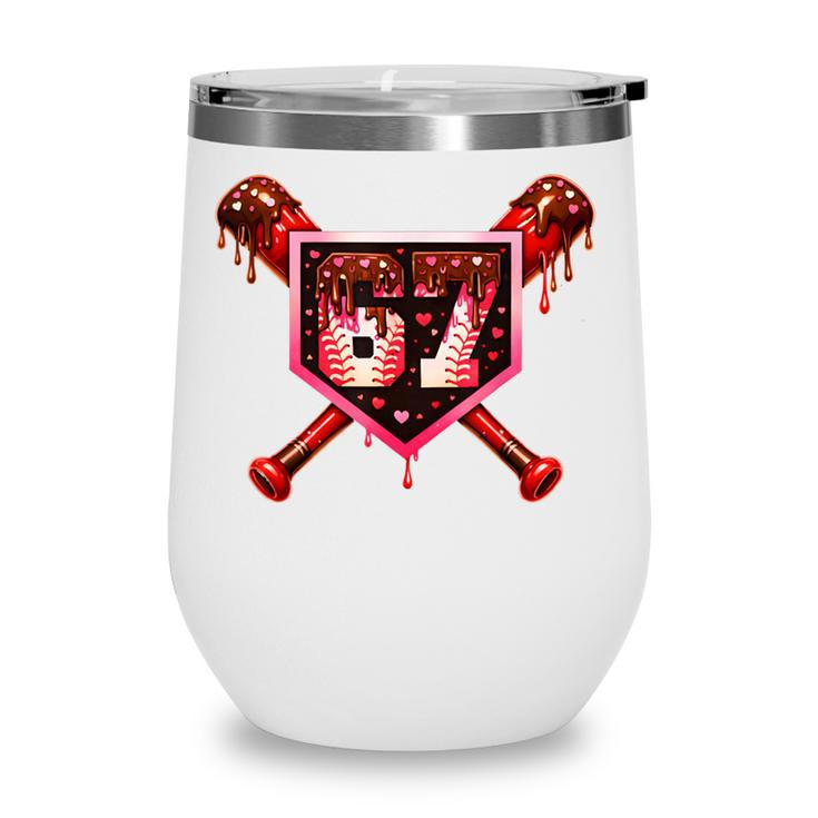 Chocolate 67 Drip Baseball Valentine Love Sports Wine Tumbler