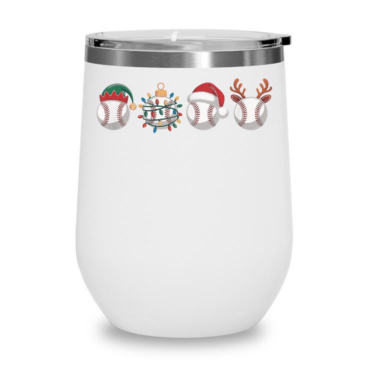 Christmas Baseball Player X-Mas Balls Wine Tumbler Christmas Baseball Player X-Mas Balls Wine Tumbler