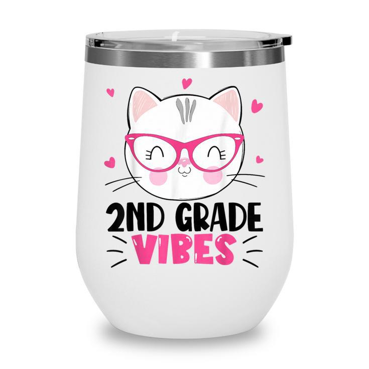 Cute 2nd Grade Vibes Cat Kitten Lover Back To School Girls Wine Tumbler