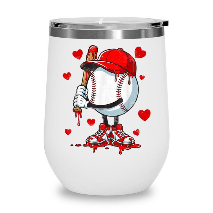 Cute Dripping Baseball Lover Valentines Day Boys Kids Wine Tumbler